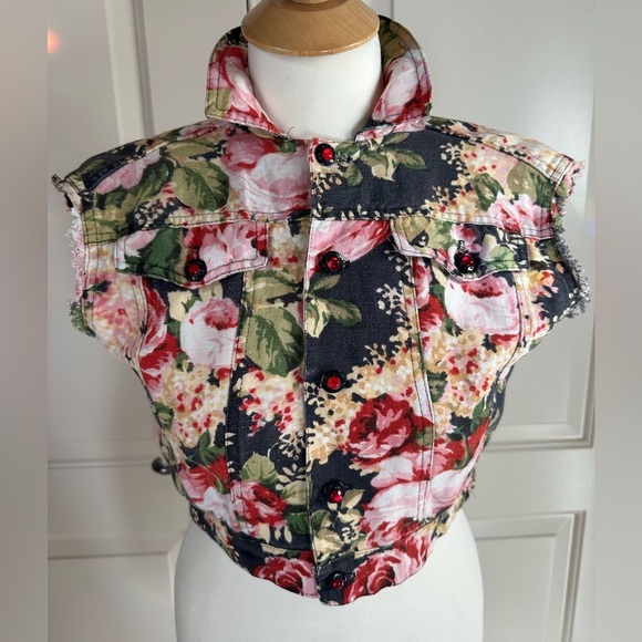 Handmade Jackets & Blazers - Handcrafted Upcycled Floral Boho Vest | Romantic Cottagecore Statement | Small